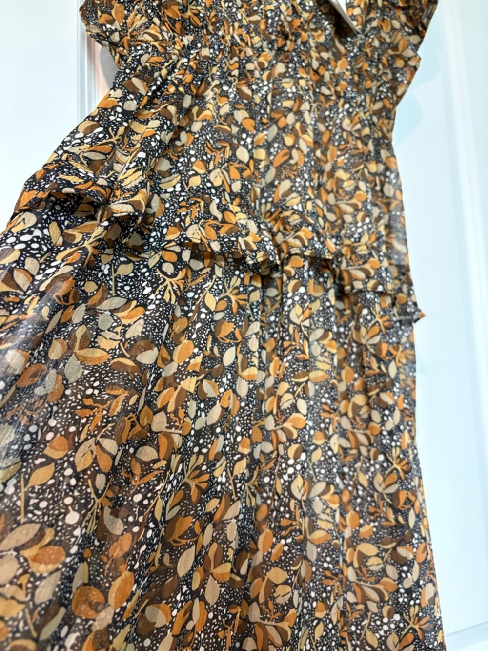 Ba&sh Samantha Dark Floral V-Neck Ruffle Sleeve Maxi Dress - Picture 5 of 7